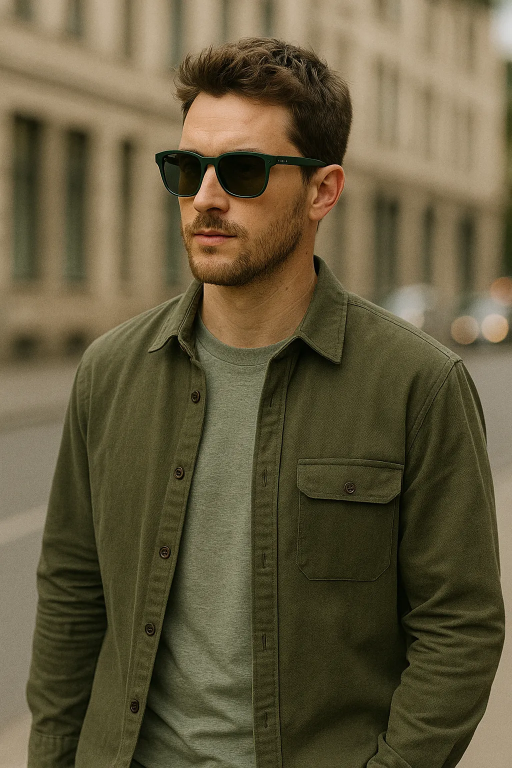 Eine Mann mit Sonnenbrille